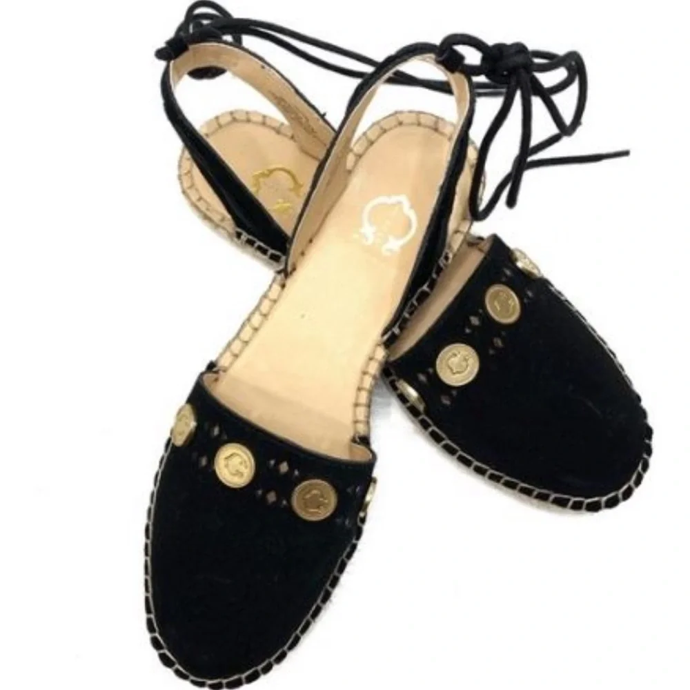 Suede Espadrilles w/ Coin Detail Michaela Black